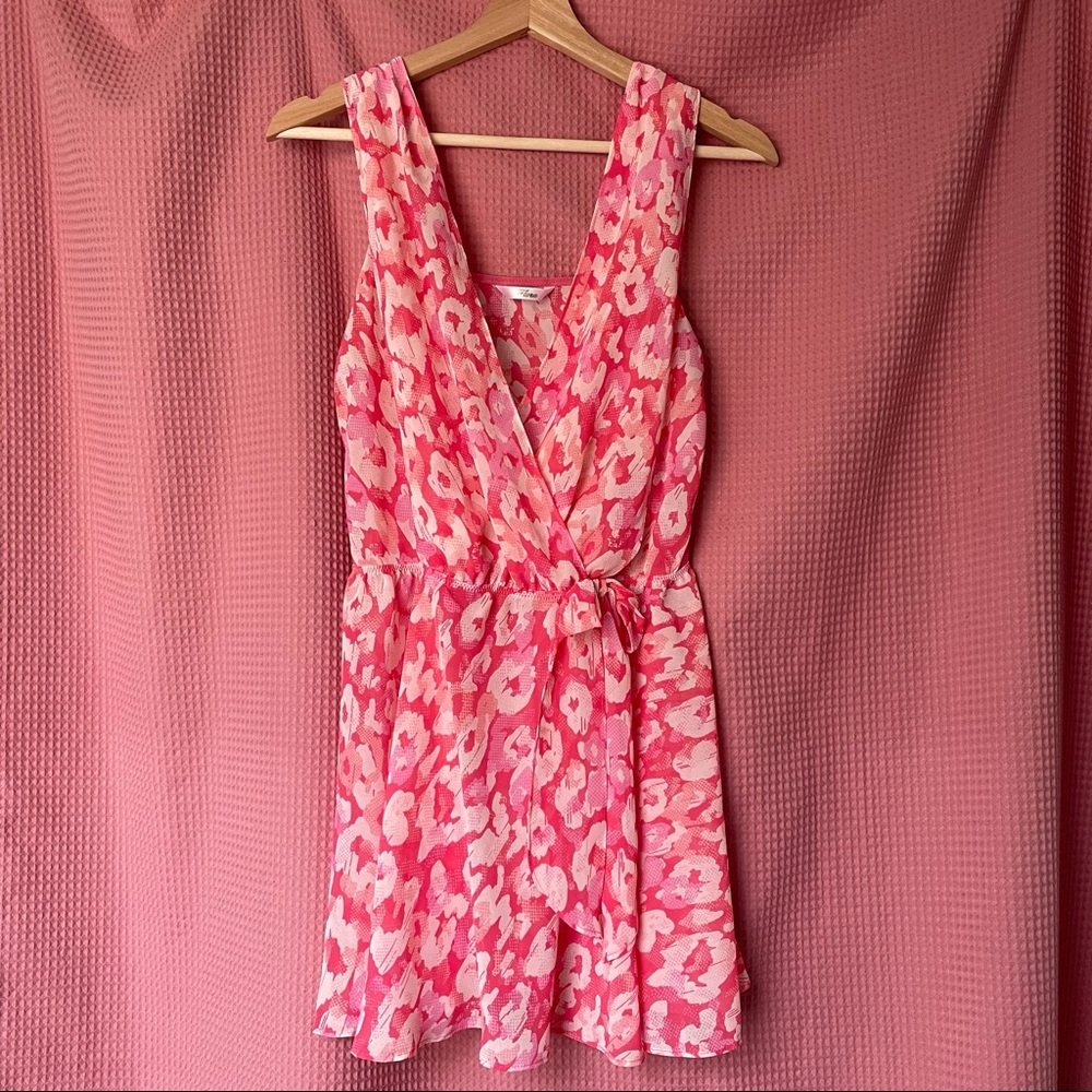 ♻️ Beautiful Flora Pink and Cream Animal Print Nightie / Chemise / Top Sz L